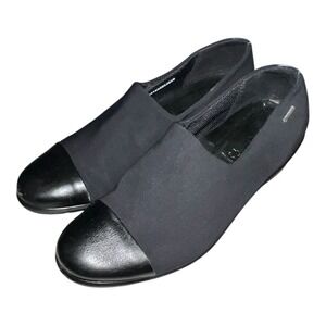 ECCO Gore-Tex Black Leather Cap Toe Slip On Loafer Comfort Walking‎ Shoes